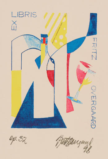 Exlibris by Fritz Overgaard from Denmark for Fritz Overgaard - Abstract Wine 