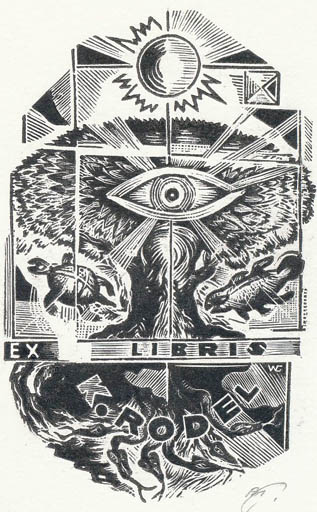 Exlibris by Wladimir G. Gontsjarow from Soviet Union for Klaus Rödel - Surrealism 