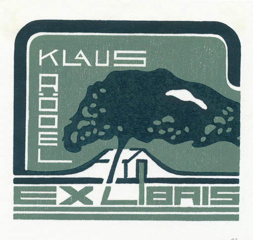 Exlibris by Ulla Günther from Germany for Klaus Rödel - Tree 