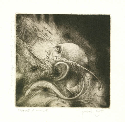 Exlibris by Zdenek Bugan from Czechoslovakia for Klaus Rödel - Surrealism 