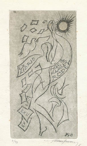 Exlibris by Jiri Kaufman from Czechoslovakia for Klaus & Inge Rödel - Woman 