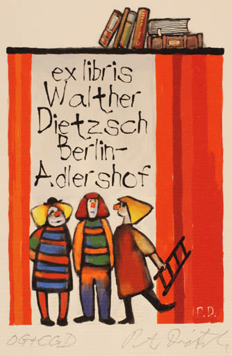 Exlibris by Peter Dietzsch from Germany for Walter Dietzsch - Book Group Theater/Cirkus 