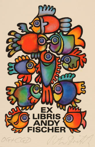 Exlibris by Peter Dietzsch from Germany for Andy Fischer - Fish 