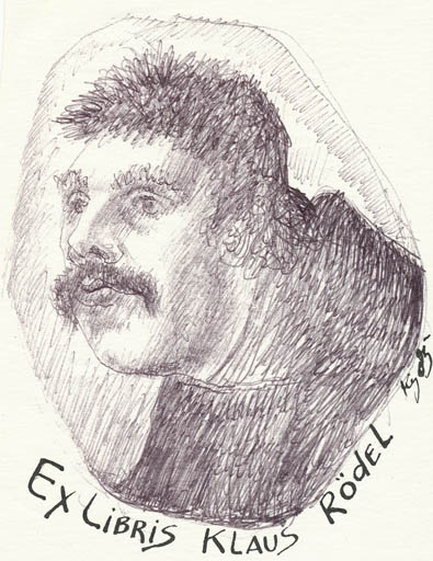 Exlibris by Jurij W. Kuznetsow from Soviet Union for Klaus Rödel - Portrait 