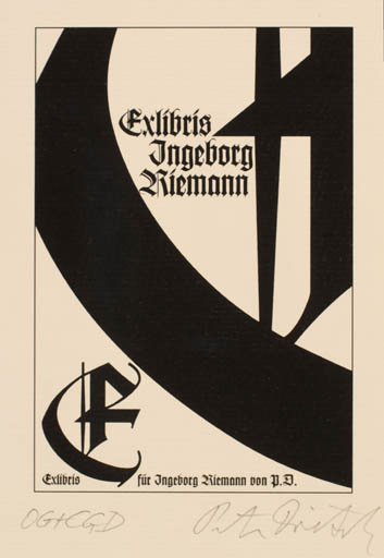 Exlibris by Peter Dietzsch from Germany for Ingeborg Riemann - Abstract Monogram 