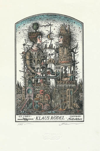 Exlibris by S.K. Tjukanow from Soviet Union for Klaus Rödel - Surrealism 