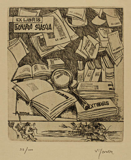 Exlibris by Antonietta Vigannone from Italy for Leonardo Sciascia - Book 