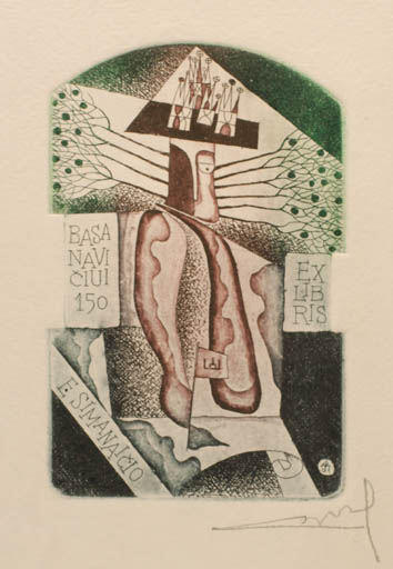 Exlibris by Alfonsas Cepaukas from Lithuania for Edmundo Simanaicio - Man 