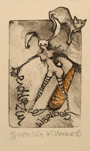 Exlibris by Kaloyan Iliev-Kokimoto from Bulgaria for ? Zaikova. M - Cat Woman 