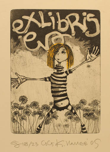 Exlibris by Kaloyan Iliev-Kokimoto from Bulgaria for ? Eva - Child 