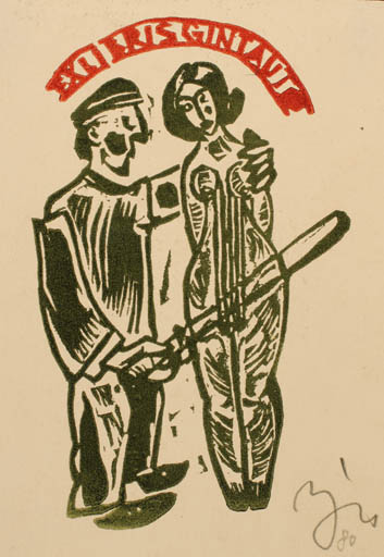 Exlibris by Valerijonas Vytautas Jucys from Lithuania for ? Gintauto - Music Couple 