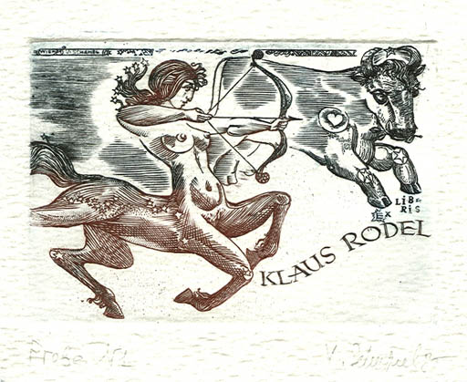 Exlibris by Victor Schapiel from Austria for Klaus Rödel - Mythology 