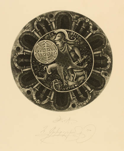 Exlibris by Hayk Grigoryan from Armenien for Victor Liva - Classical antiquity 