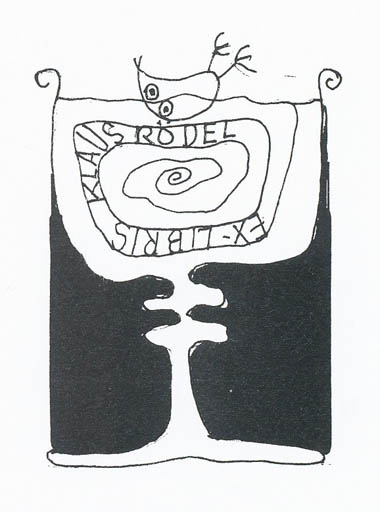 Exlibris by Erik Skjoldborg from Denmark for Klaus Rödel - Wine 