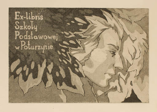 Exlibris by Marta Wartalska from Poland for Sckoly Podstawowej Potrzynie - Historical Person Portrait 