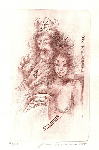 Exlibris by Joris Mommen from Belgium for Klaus Rödel - Couple 