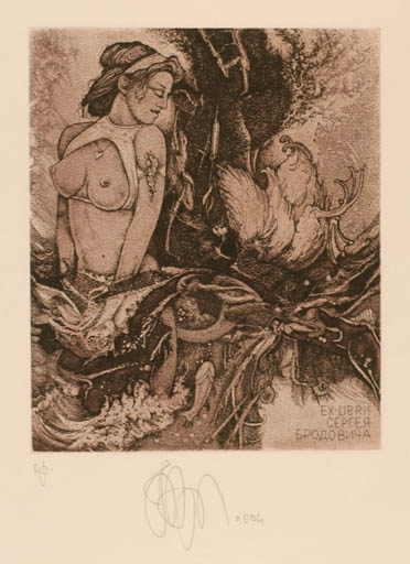 Exlibris by Ruslan Agirba from Russia for ? ? - Leda and the Swan 