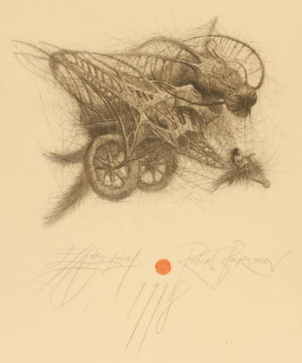 Exlibris by Robert Evgeny Baramov from Bulgaria for ? ? - Insect Woman Surrealism 