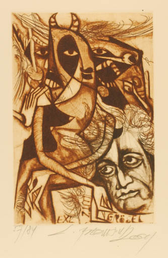 Exlibris by Leo Bednarik from Slovenia for Lutz Grösel - Surrealism 