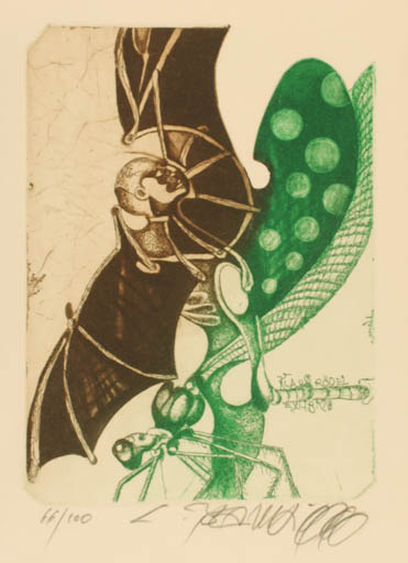 Exlibris by Leo Bednarik from Slovak Republic for Klaus Rödel - Insect Surrealism 