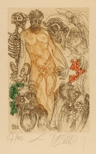 Exlibris by Leo Bednarik from Slovak Republic for Ing. Josef Burch - Man Nude 