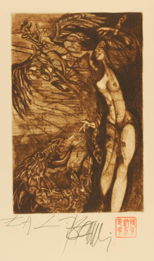 Exlibris by Leo Bednarik from Slovak Republic for ? ? - Woman Nude 