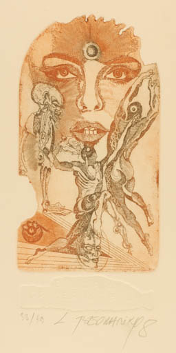 Exlibris by Leo Bednarik from Slovak Republic for Dr. Gernot Blum - Dancing Portrait Theater/Cirkus 