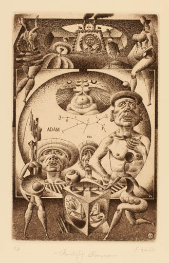 Exlibris by Erhard Beitz from Germany for Adam Beitz - Surrealism 