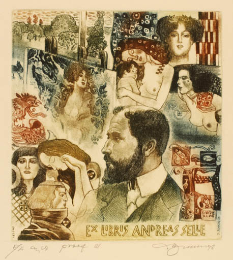 Exlibris by David Bekker from Ukraine for Andreas Selle - Historical Person Art Portrait 