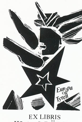 Exlibris by Vytautas O. Virkau from USA for Klaus Rödel - Europa and the Bull Mythology 