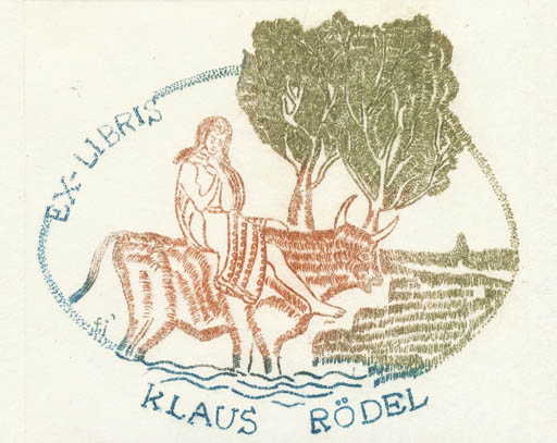 Exlibris by Franz Illi from Romania for Klaus Rödel - Europa and the Bull Mythology 