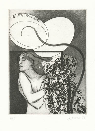 Exlibris by Milan Erazim from Czechoslovakia for Klaus Rödel - Woman 