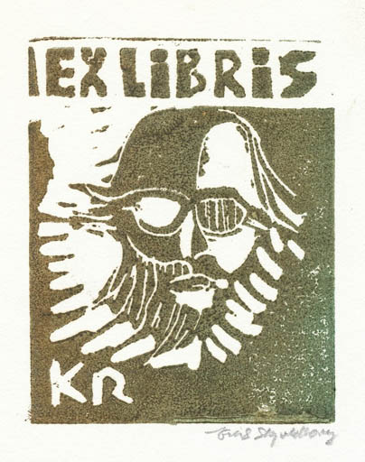 Exlibris by Erik Skjoldborg from Denmark for Klaus Rödel - Portrait 