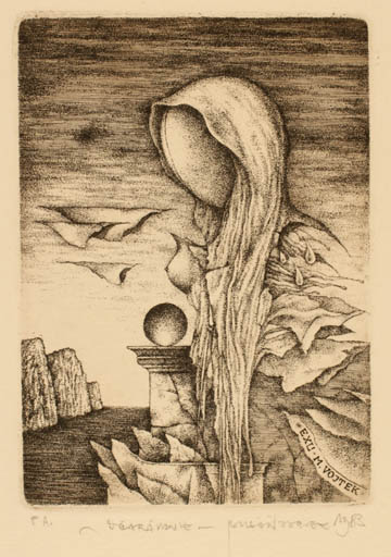 Exlibris by Zdenek Bugan from Slovak Republic for M. Vojtek - Woman Surrealism 