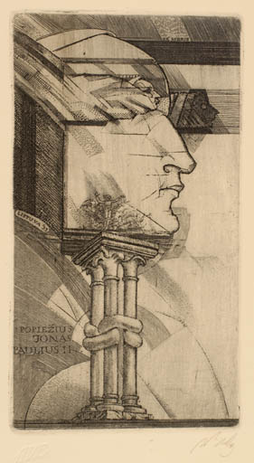 Exlibris by Augustinas Virgilijus Burba from Lithuania for ? Popiezius - Portrait Surrealism 