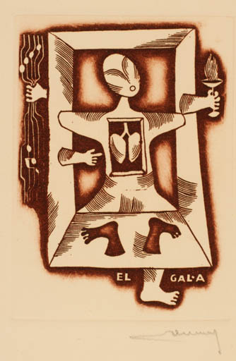 Exlibris by Alfonsas Cepaukas from Lithuania for Gal A. - Portrait 