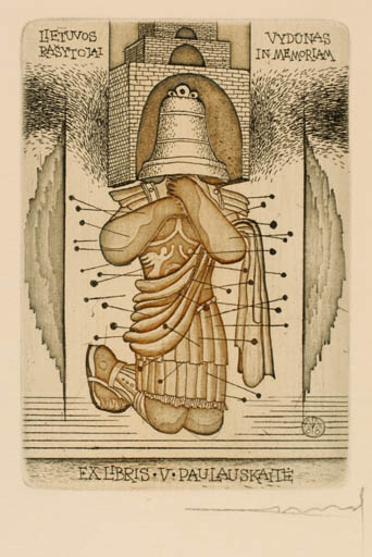 Exlibris by Alfonsas Cepaukas from Lithuania for V. Paulauskaite - Classical antiquity Man Surrealism 