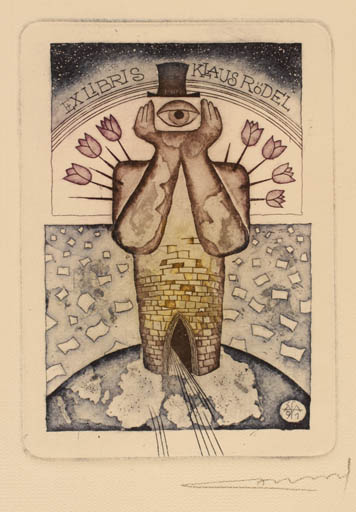 Exlibris by Alfonsas Cepaukas from Lithuania for Klaus Rödel - Surrealism 