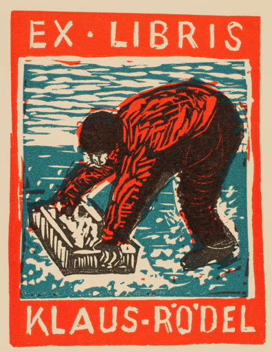 Exlibris by Poul Sørensen from Denmark for Klaus Rödel - Working 