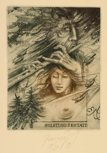 Exlibris by Jaroslav Minár from Czech Republic for Solstizio D´Estate - Woman Music Portrait 