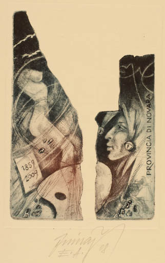 Exlibris by Jaroslav Minár from Czech Republic for Provincia di Novara - Woman Portrait 