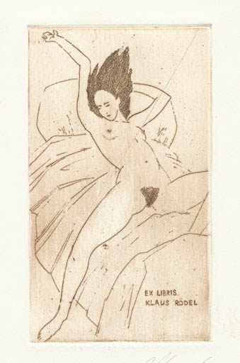 Exlibris by Andrej Masanov from Russia for Klaus Rödel - Erotica Woman Nude 