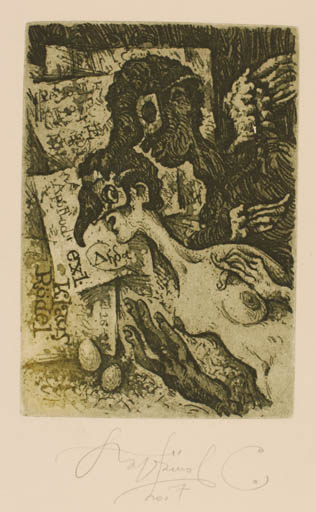 Exlibris by Sergey Parfionov from Russia for Klaus Rödel - Leda and the Swan 