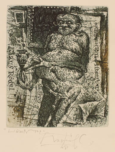 Exlibris by Sergey Parfionov from Russia for Klaus Rödel - Man Nude 