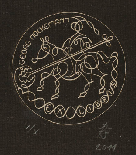 Exlibris by Andreas Raub from Germany for Georg Nockemann - Horse Knight Sct.G. and the Dragon 