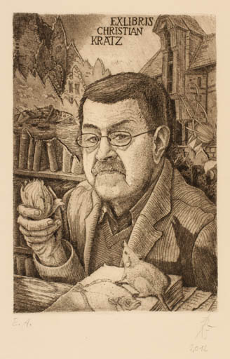 Exlibris by Andreas Raub from Germany for Christian Krätz - Literature Portrait 