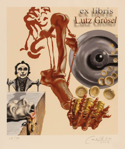 Exlibris by Jürgen Czaschka from Germany for Lutz Grösel - Surrealism 