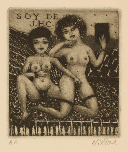 Exlibris by Patricia Nik-Dad from France for Soy De J.H.C. - Erotica 