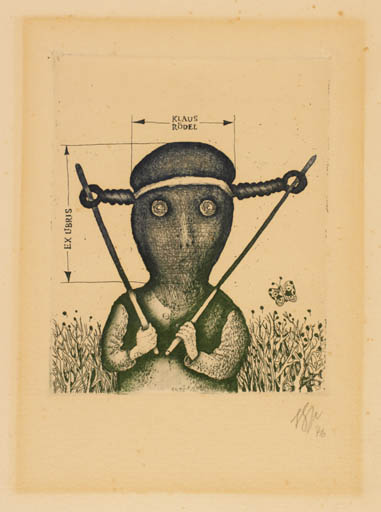 Exlibris by Stasys Eidrigevicius from Lithuania for Klaus Rödel - Portrait 