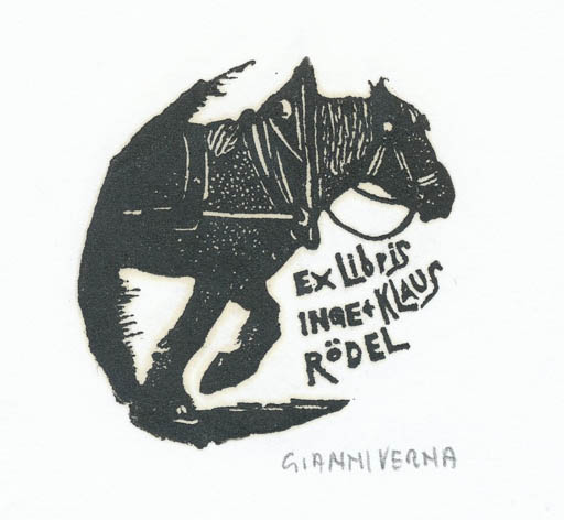 Exlibris by Gianni Verna from Italy for Klaus & Inge Rödel - Horse 